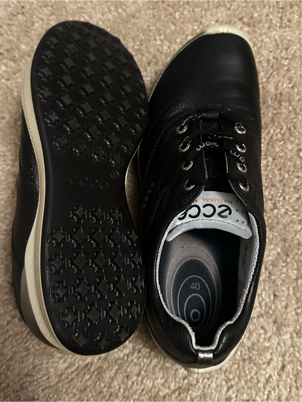 Ecco Biom Hybrid Shoes Womens 9-9.5 40 Black Yak Leather Golf Spikeless Comfort - Picture 7 of 8